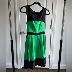 Monteau Asymmetrical Dress in Green and Black